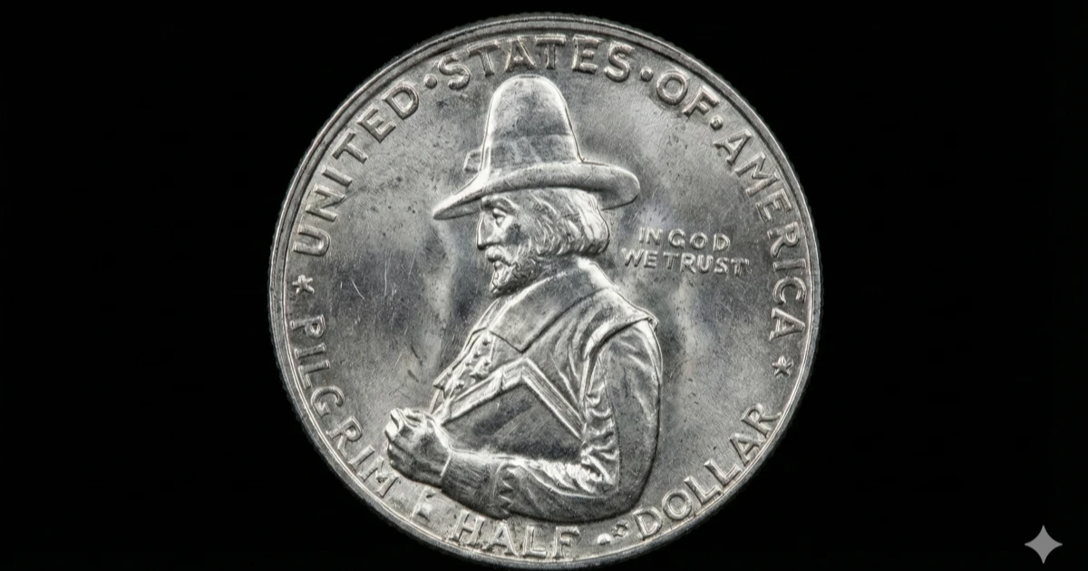 1920 Pilgrim Tercentenary commemorative half dollar featuring Governor William Bradford